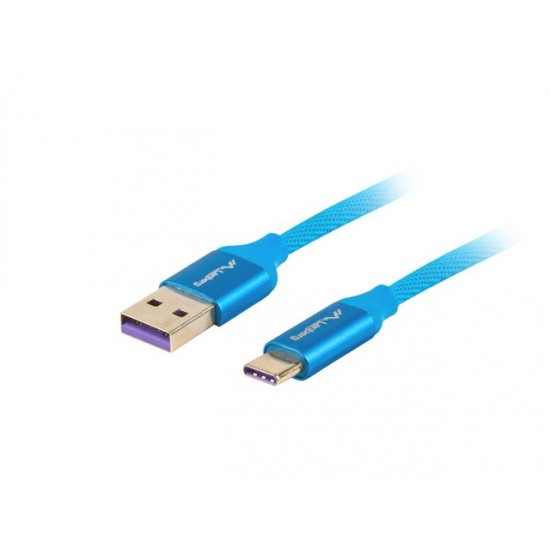 Kabel Premium USB CM - AM 2.0 1m niebieski 5A, pełna miedź