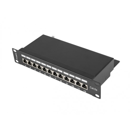 Patch Panel 12 Port 1U 10 cali kat.5e ekranowany czarny Patch Panel 12 Port 1U 10 cali kat.5e ekranowany czarny