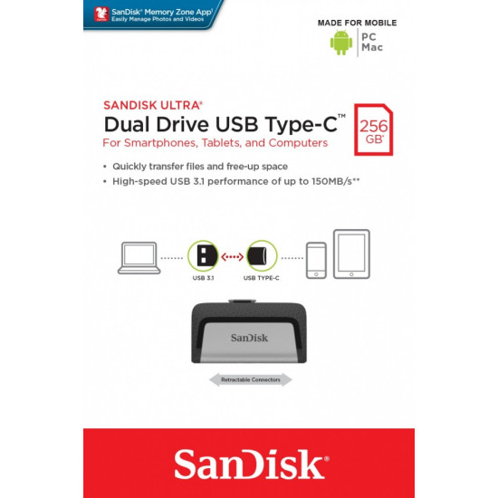 Pendrive Ultra Dual Drive 256GB USB 3.1 Type-C 150MB/s