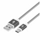 Kabel USB-USB C 1.5m szary sznurek