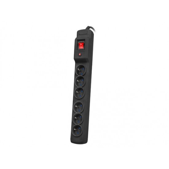 Listwa przeciwprzepięciowa Multi M6 10m czarna (6 gniazd) 