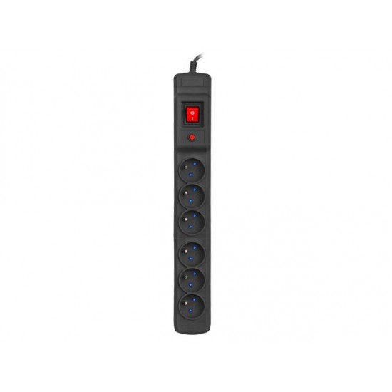 Listwa przeciwprzepięciowa Multi M6 10m czarna (6 gniazd) 