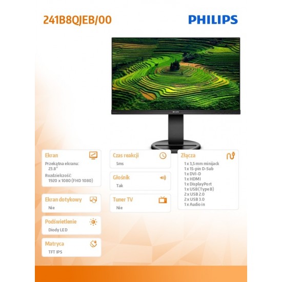 Monitor 23.8 241B8QJEB IPS DVI HDMI DP Pivot