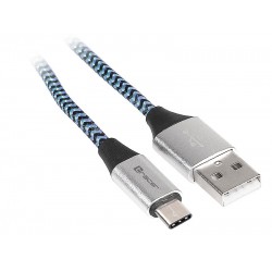 Kabel USB 2.0 Type-C A męski - C męski 1,0m czarno-niebieski Kabel USB 2.0 Type-C A męski - C męski 1,0m czarno-niebieski
