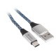 Kabel USB 2.0 Type-C A męski - C męski 1,0m czarno-niebieski