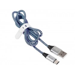 Kabel USB 2.0 Type-C A męski - C męski 1,0m czarno-niebieski Kabel USB 2.0 Type-C A męski - C męski 1,0m czarno-niebieski