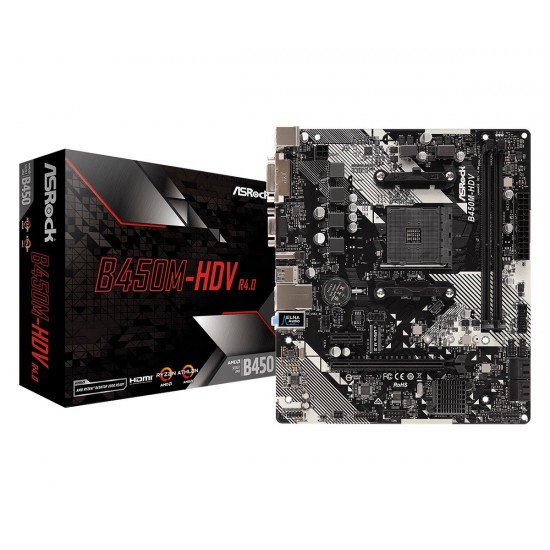 Płyta główna B450M-HDV R4.0 AM4 2DDR4 VGA/DVI/HDMI/M.2 uATX Płyta główna B450M-HDV R4.0 AM4 2DDR4 VGA/DVI/HDMI/M.2 uATX