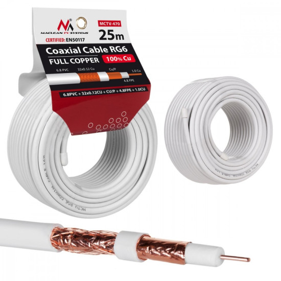 Kabel Koncentryczny RG6 25m MCTV-470 