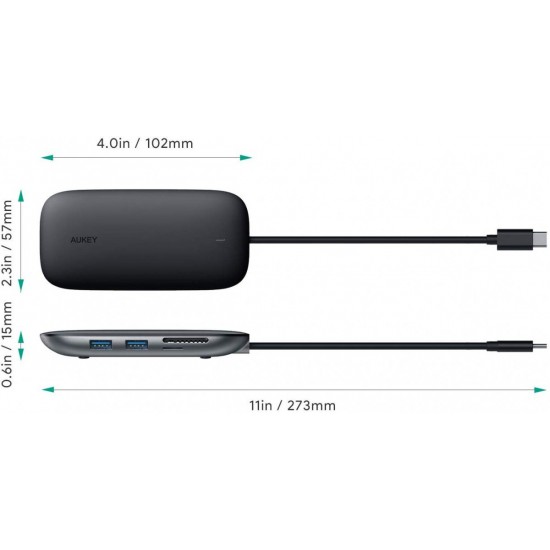 CB-C71 aluminiowy HUB USB-C | 8w1 | RJ45 Ethernet 10/100/1000Mbps | 3xUSB 3.1 | HDMI 4k@30Hz | SD i microSD | USB-C Power Delivery 100W