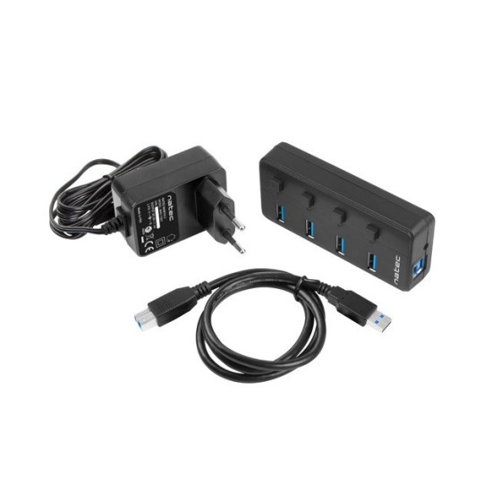 Hub USB 4 porty Mantis 2 USB 3.0 z włącznikiem + zasilacz 