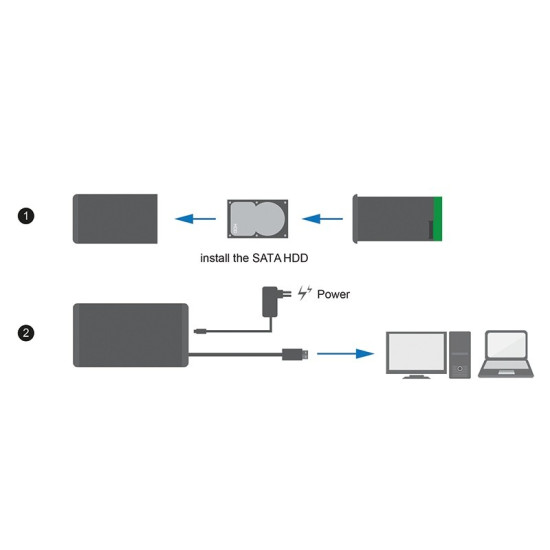 Zewnętrzna obudowa HDD 3.5 cala, SATA, USB3.0, Czarna Aluminiowa 