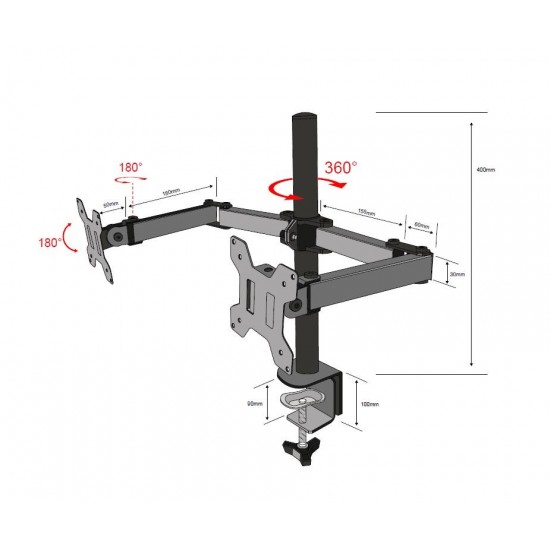 Uchwyt do monitora dwuramienny TB-MO2 10-27 10kg VESA 100 