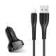 Ładowarka samochodowa 2xUSB C13 2.1 A lightning czarny NTU35LC13TZ 