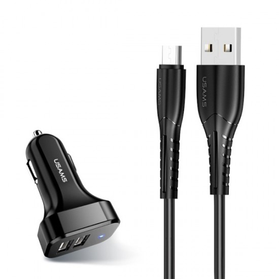 Ładowarka samochodowa 2xUSB C13 2.1A microUSB czarny NTU35MC13TZ 