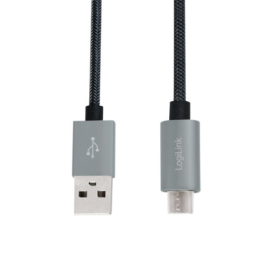 Kabel USB 2.0 A męski do Micro-B męski, dł. 2m Szary 