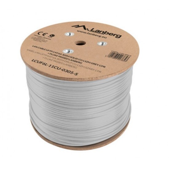 Kabel LAN UFTP KAT-6A 305M DRUT CU LSZH Szary CPR+ FLUKE PASSED