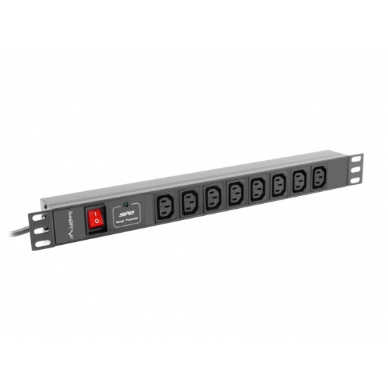 Listwa zasilająca Rack PDU 19 cali 1U 16A 8X IEC C13 2M Czarna 