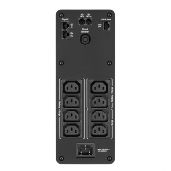 BR1600SI UPS Back ProBR1600VA/960W 6xC13, AVR,LCD, Ładowarka USB A/C Czysta sinusoida przy pracy bateryjnej