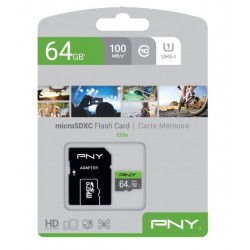 Karta pamięci MicroSDXC Elite 64GB P-SDUX64U185GW-GE 