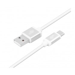 Kabel USB-USB C 2m srebrny sznurek