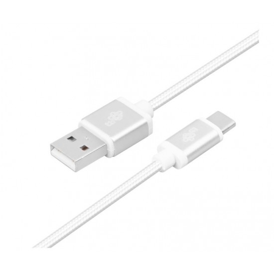 Kabel USB-USB C 2m srebrny sznurek