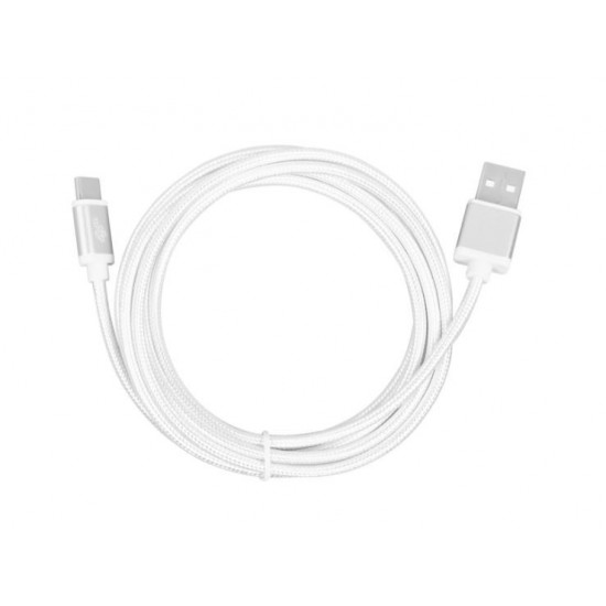 Kabel USB-USB C 2m srebrny sznurek