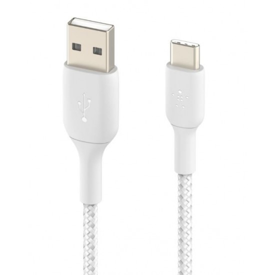 Kabel Braided USB-C USB-A 15cm biały