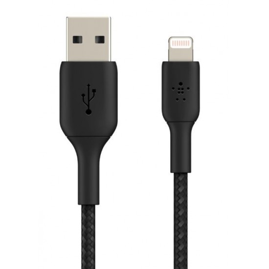 Kabel Braided USB- Lightning 15cm czarny