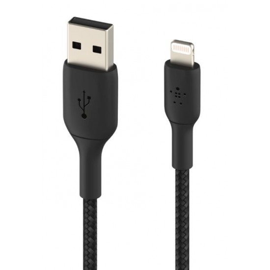 Kabel Braided USB- Lightning 15cm czarny