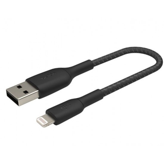 Kabel Braided USB- Lightning 15cm czarny