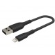 Kabel Braided USB- Lightning 15cm czarny