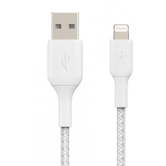 Kabel Braided USB- Lightning 15cm biały