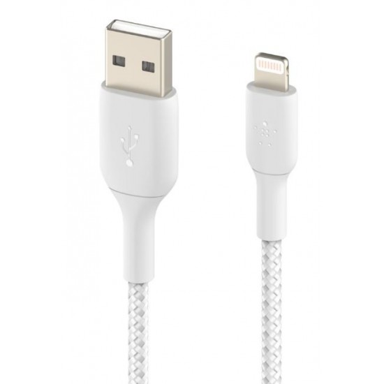 Kabel Braided USB- Lightning 15cm biały