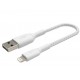 Kabel Braided USB- Lightning 15cm biały