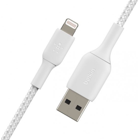 Kabel Braided USB- Lightning 1m biały