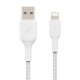 Kabel Braided USB- Lightning 2m biały