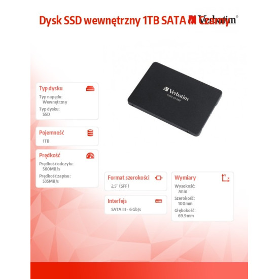 Dysk SSD wewnętrzny 1TB SATA III Czarny 