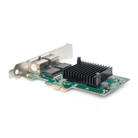 Karta sieciowa przewodowa PCI Express 2x RJ45 Gigabit 10/100/1000Mbps Low Profile