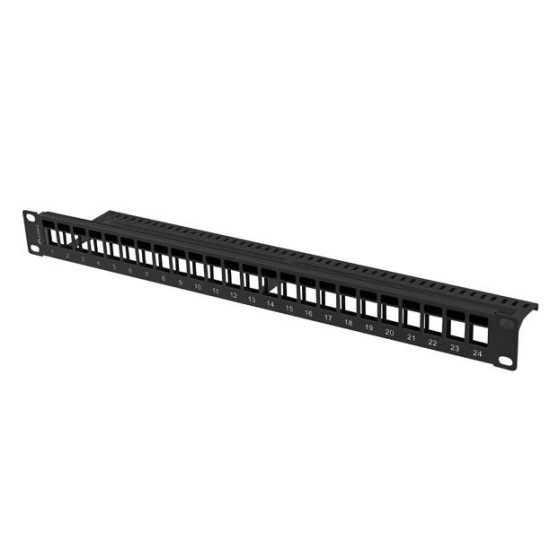 Patch panel pusty 24 porty 1U 19 cali czarny do modułów keystone 
