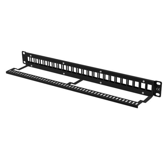 Patch panel pusty 24 porty 1U 19 cali czarny do modułów keystone 