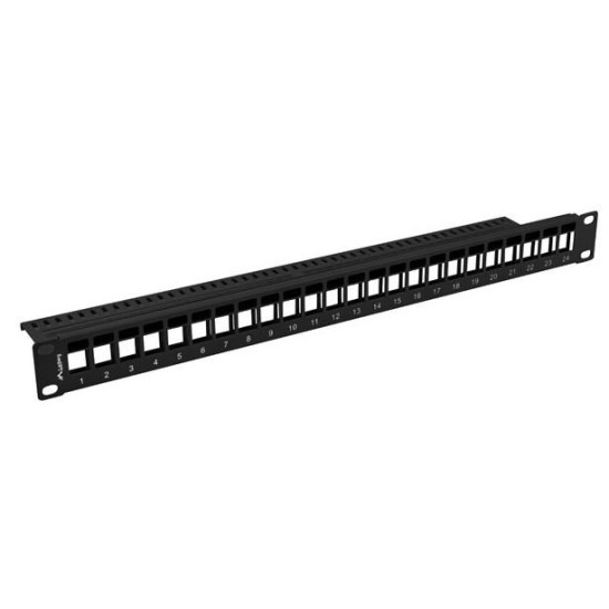 Patch panel pusty 24 porty 1U 19 cali czarny do modułów keystone 