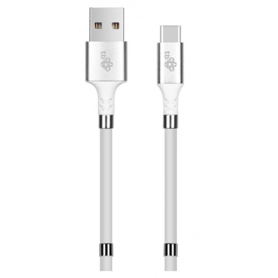 Kabel USB C- USB biały zwijany z magnetycznymi spinaczami