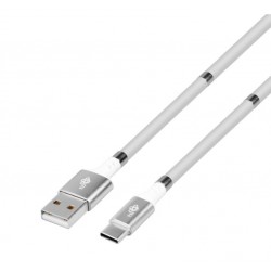 Kabel USB C- USB biały zwijany z magnetycznymi spinaczami