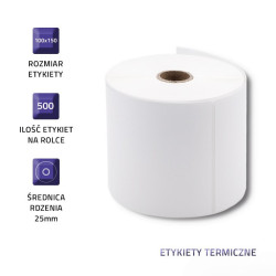 Etykiety termiczne 100x150mm | 500etykiet