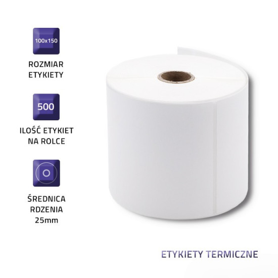 Etykiety termiczne 100x150mm | 500etykiet