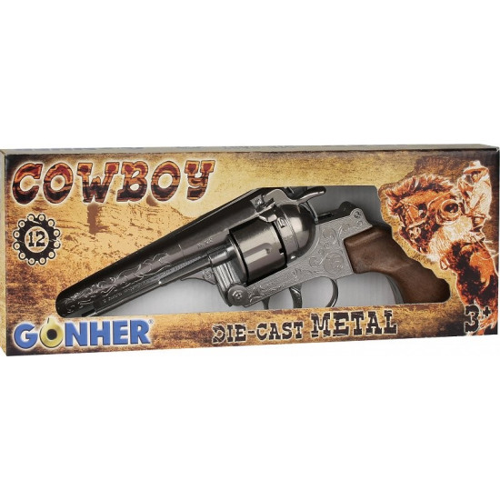 Metalowy Rewolwer kowbojski 12 naboi