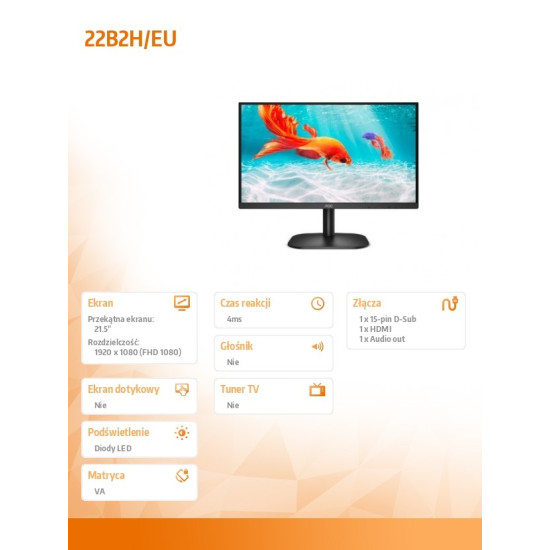 Monitor 22B2H/EU 21.5 cala VA HDMI