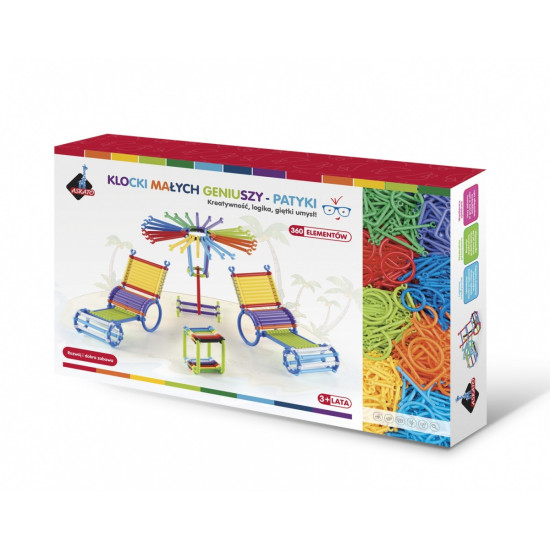 Klocki Patyczki 360 elementów w pudełku