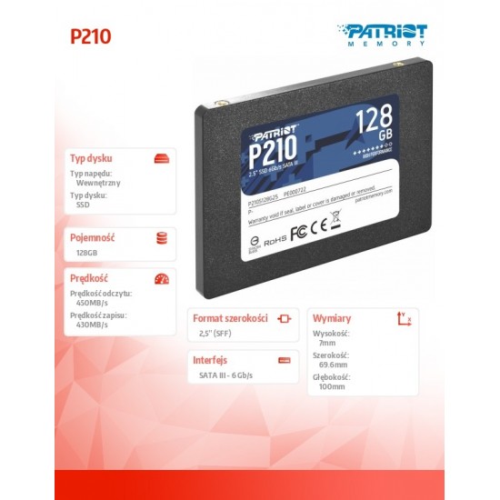 Dysk SSD 128GB P210 450/430 MB/s SATA III 2.5