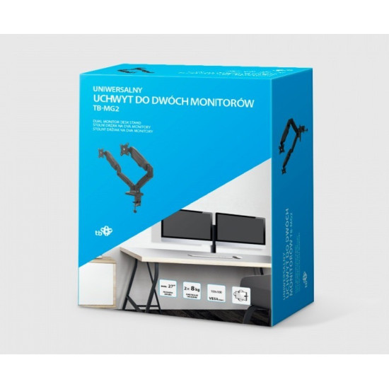 Uchwyt do monitorów na sprężynie gazowej TB-MG2 do 27 2x8kg